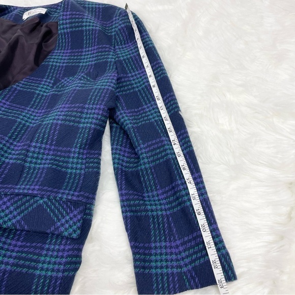 VINTAGE Jeremy Scott Double Breasted Plaid Wool Blazer - Picture 5 of 10